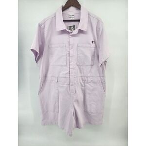 Pride Target Lavender Utility Romper Plus Size 1X Short Sleeve Button Front NEW